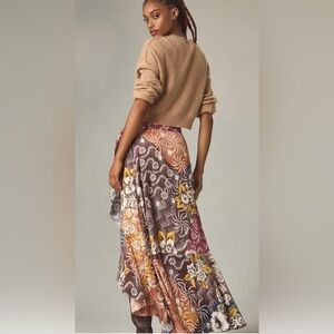 Anthropologie Women's Skirt Maeve Ruffled Maxi Skirt Multicolor Floral Sz Medium